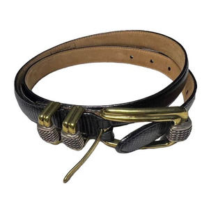 Brighton Classics 4B603 Belt Genuine Leather Lizard Embossed Black USA
